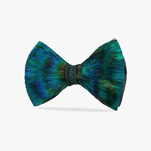 muszka meska z pior naturalnych pawia