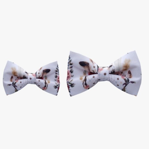 Zestaw biale kwiaty muszka dla taty i syna