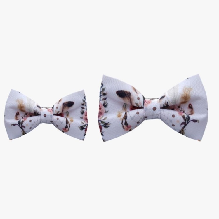 Zestaw biale kwiaty muszka dla taty i syna