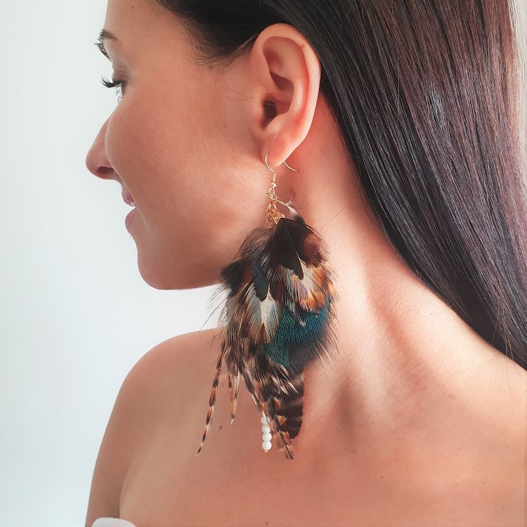 kolczyki z piór damskie