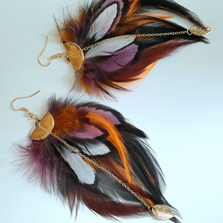 Kolczyki z piórami kolorowe Lena