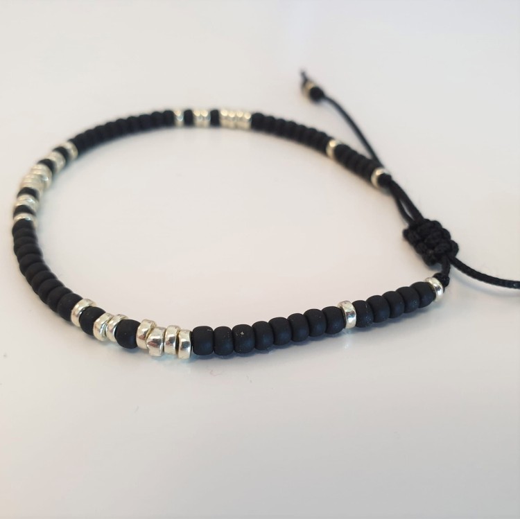 bransoletka czarno złota na sznurku