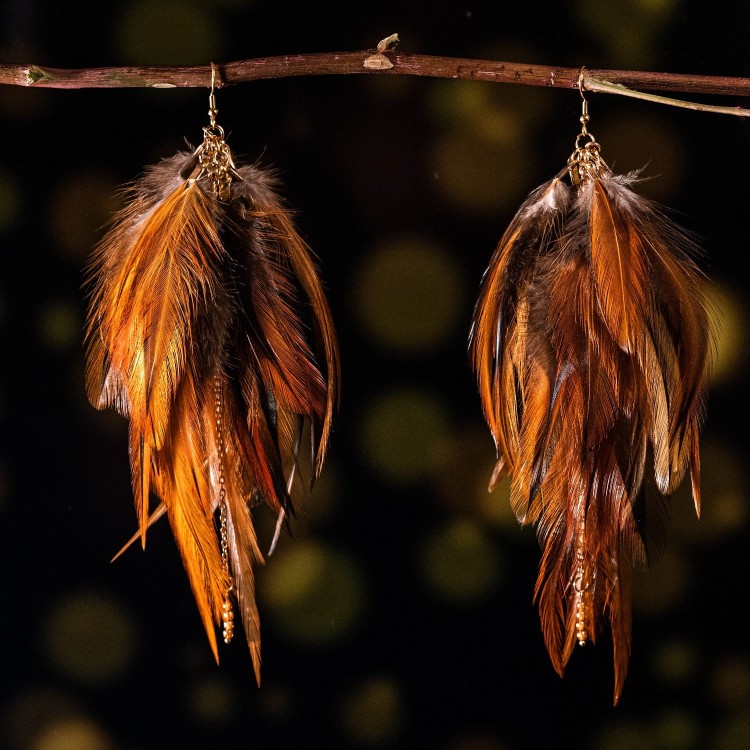 kolczyki z piórami damskie