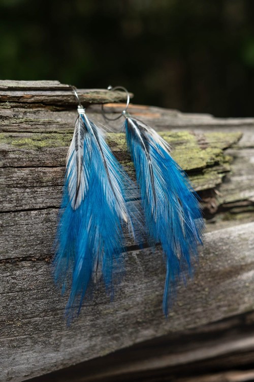 kolczyki z piórami Zuzzo turkusowe