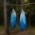 kolczyki z piór niebieskie