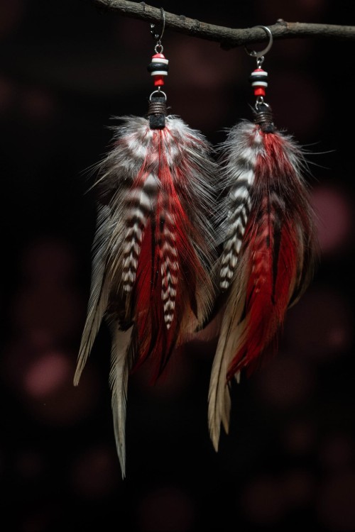 kolczyki z piórami damskie