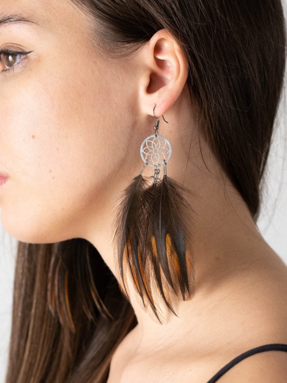 kolczyki z piórami małe czarne