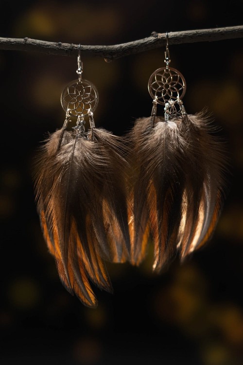 kolczyki z piór czarne łapacz