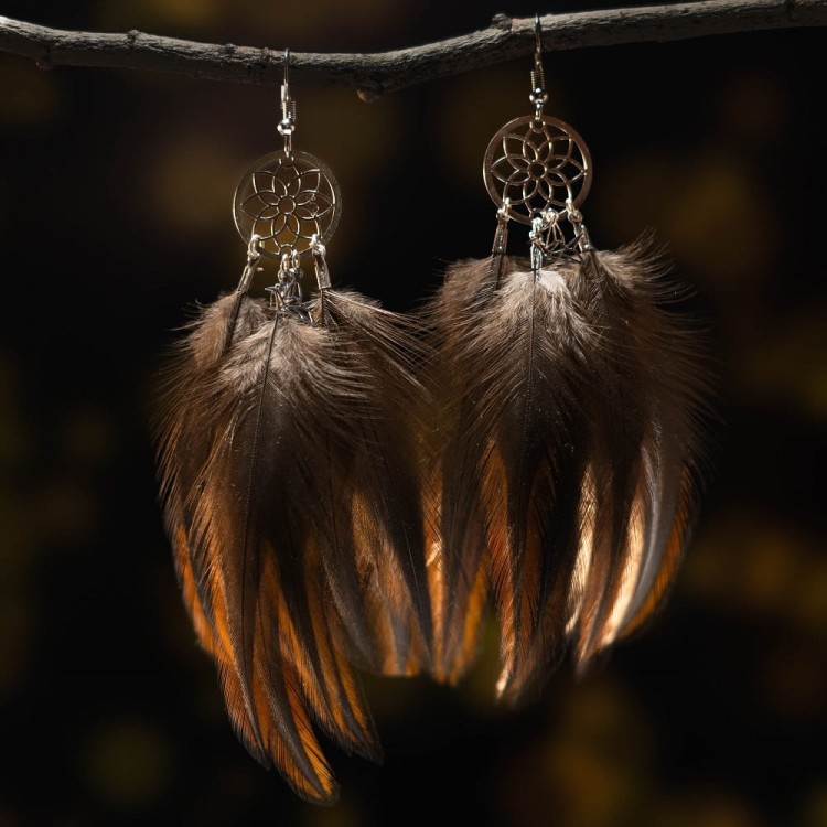 kolczyki z piór czarne