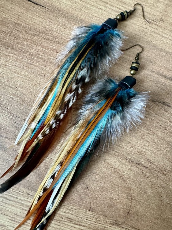 kolczyki z piór kolorowe moon zuzzo