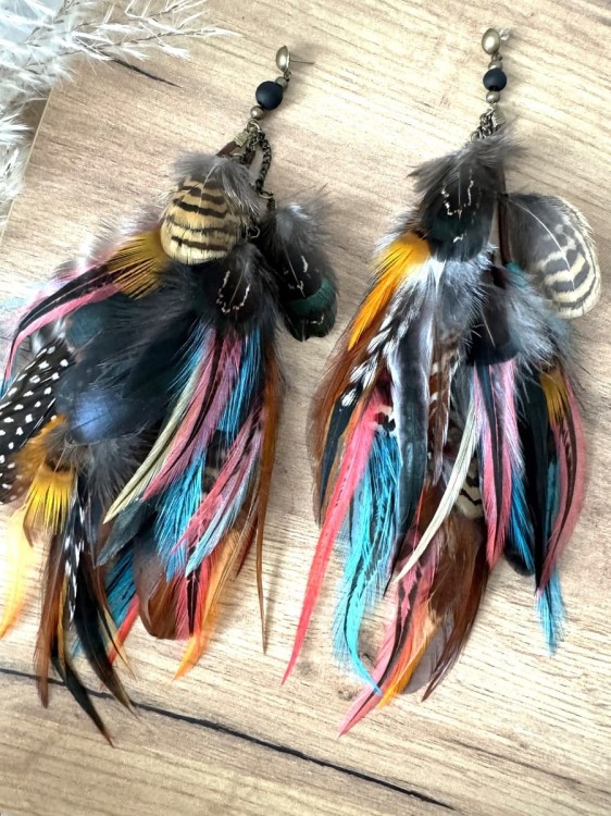 kolczyki z piór etno spring od zuzzo długie