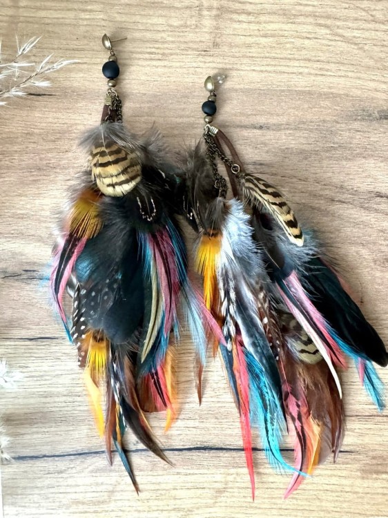 kolczyki z piór etno spring od zuzzo