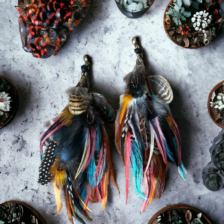 kolczyki z piór etno spring od zuzzo