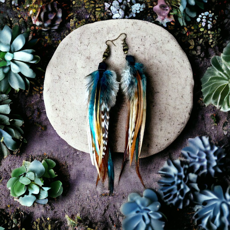 kolczyki z piórami moon