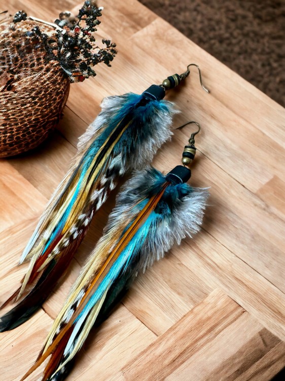 kolczyki z piórami moon