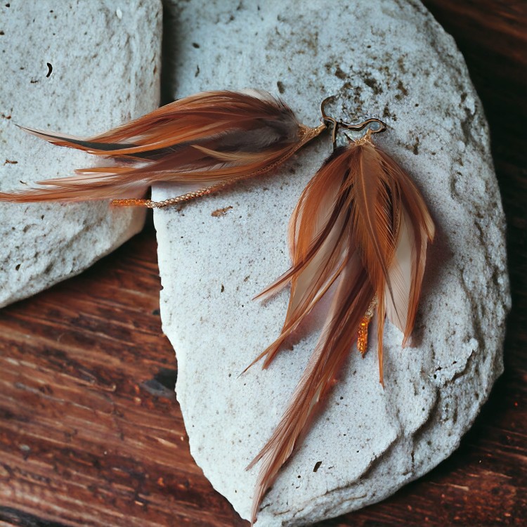 kolczyki z piórami damskie boho