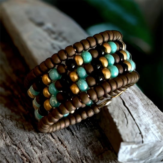 pierścionek z koralikami damski