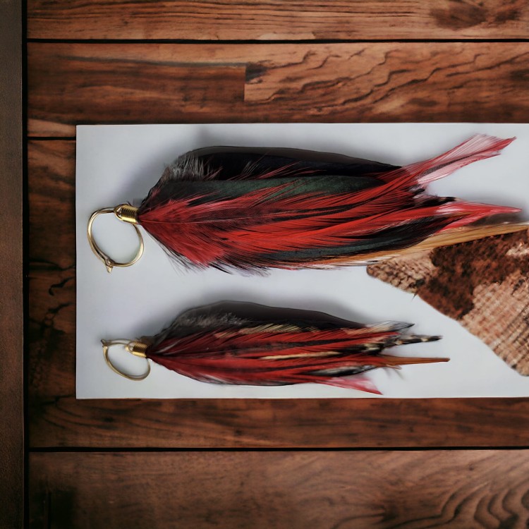 Kolczyki z piór black jungel czarno czerwone