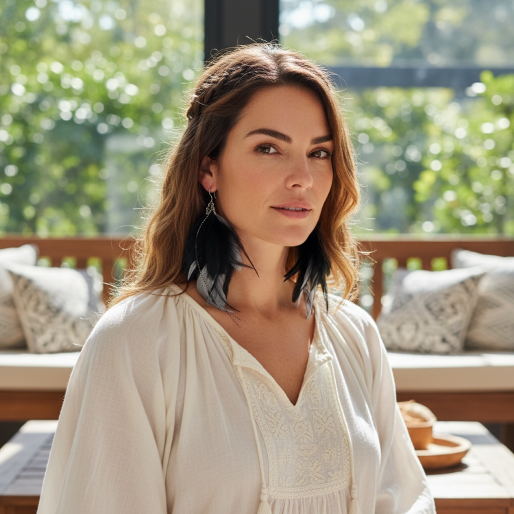 Kolczyki z piór silver Zuzzo czarno srebrne