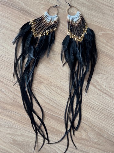 Kolczyki z piórami NOcna Etiuda Zuzzo