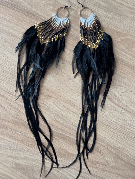 Kolczyki z piórami NOcna Etiuda Zuzzo