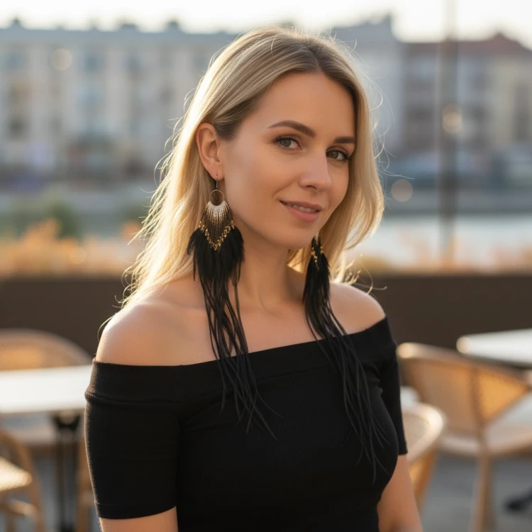 Kolczyki z piórami NOcna Etiuda Zuzzo