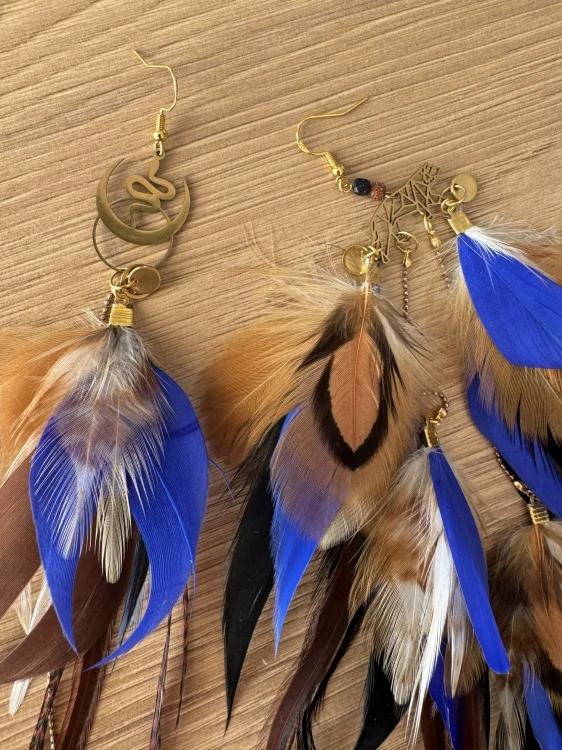 kolczyki z piór magiczna kolekcja mocy Zuzzo wąż i tygrys