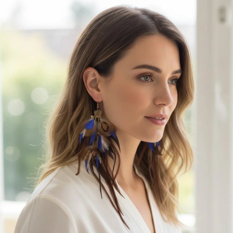 kolczyki z piór magiczna kolekcja mocy Zuzzo wąż i tygrys