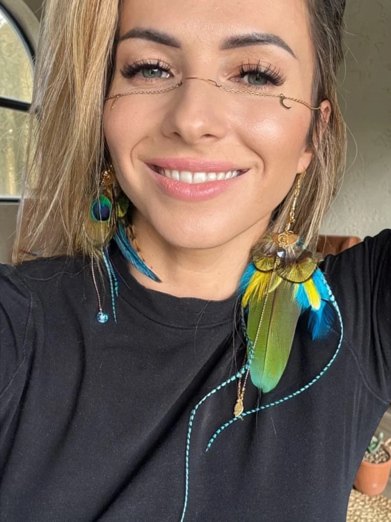 Kolczyki z piór papuga i paw Zuzzo