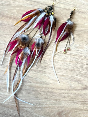 Kolczyki z piórami sowa i mysz Zuzzo