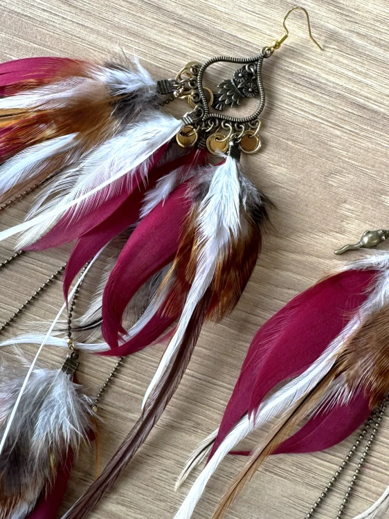 Kolczyki z piórami sowa i mysz Zuzzo