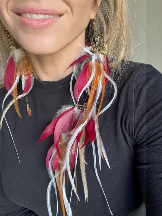 Kolczyki z piórami sowa i mysz Zuzzo