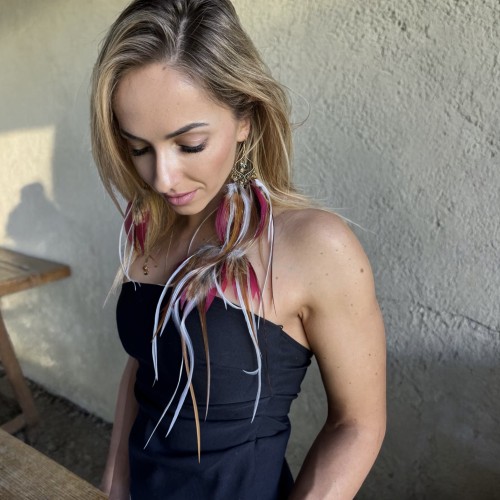 Kolczyki z piórami sowa i mysz Zuzzo